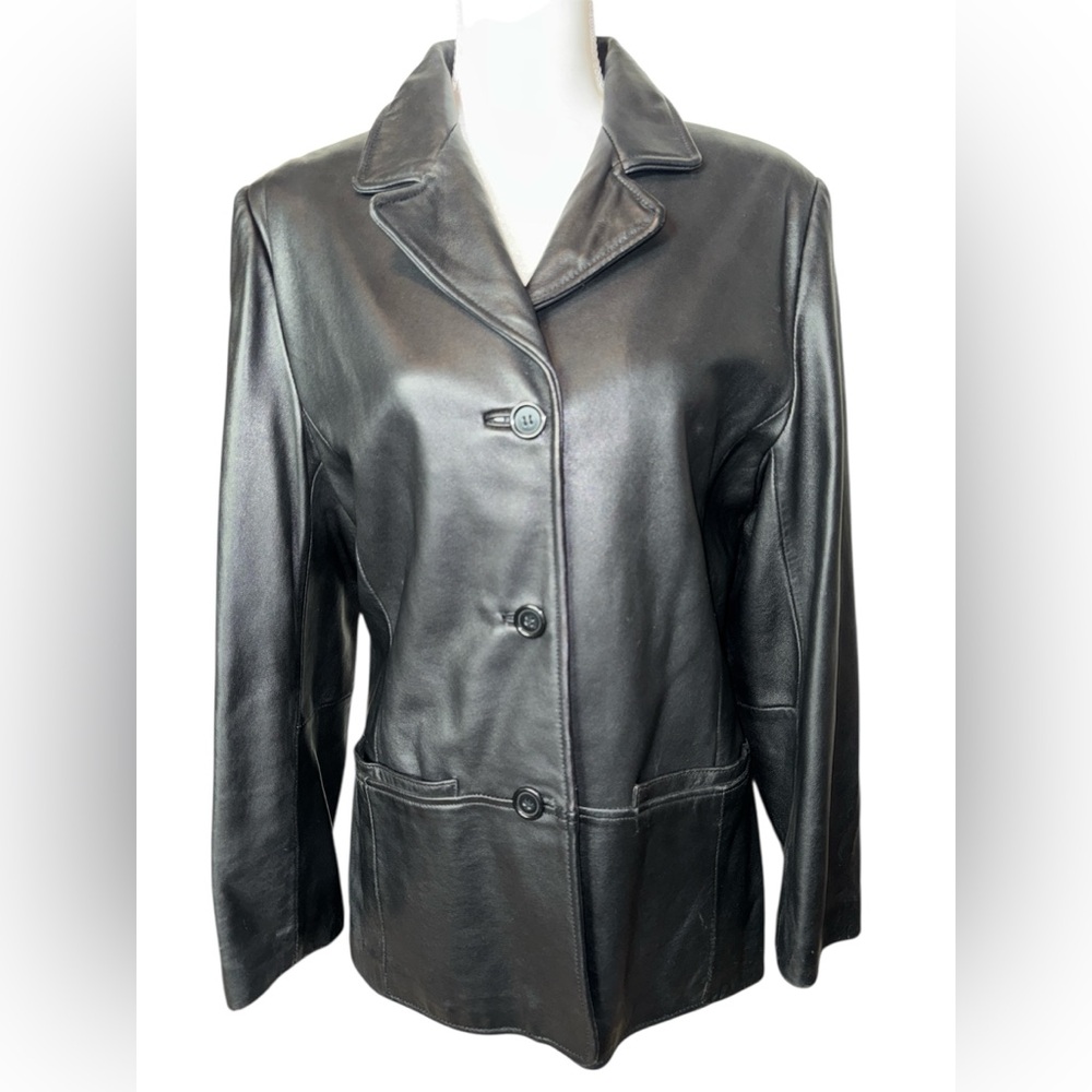 Elegant Women’s Sarah B Studio Black Lambskin Leather Coat #221